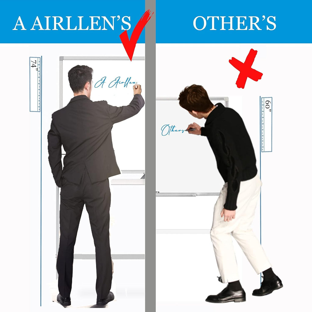 Mobile Double Sided Whiteboard 36 x 71 Inches with Aluminum White Frame Y9675