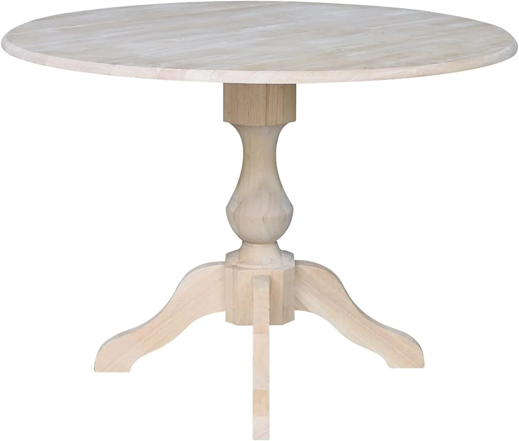 Round Dual Drop Leaf Pedestal Dining Table, Unfinished X283109