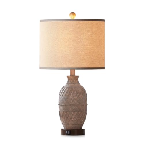 Set of 2 Dimmable Touch Control Table Lamps with USB Ports and AC Outlet F403347