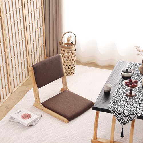 Foldable Floor Chair with Cushion, Wood Grey T848596