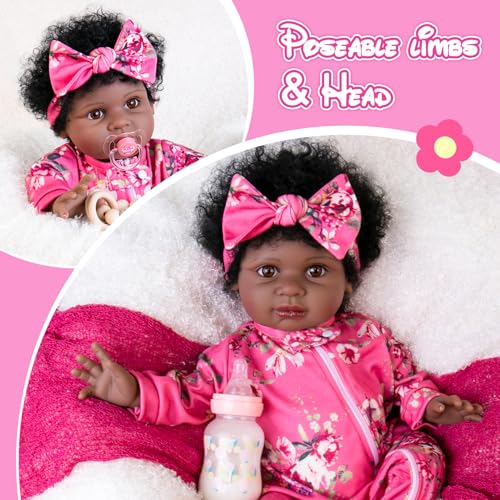 22" Black Reborn Baby Doll with Cloth Body Z331369