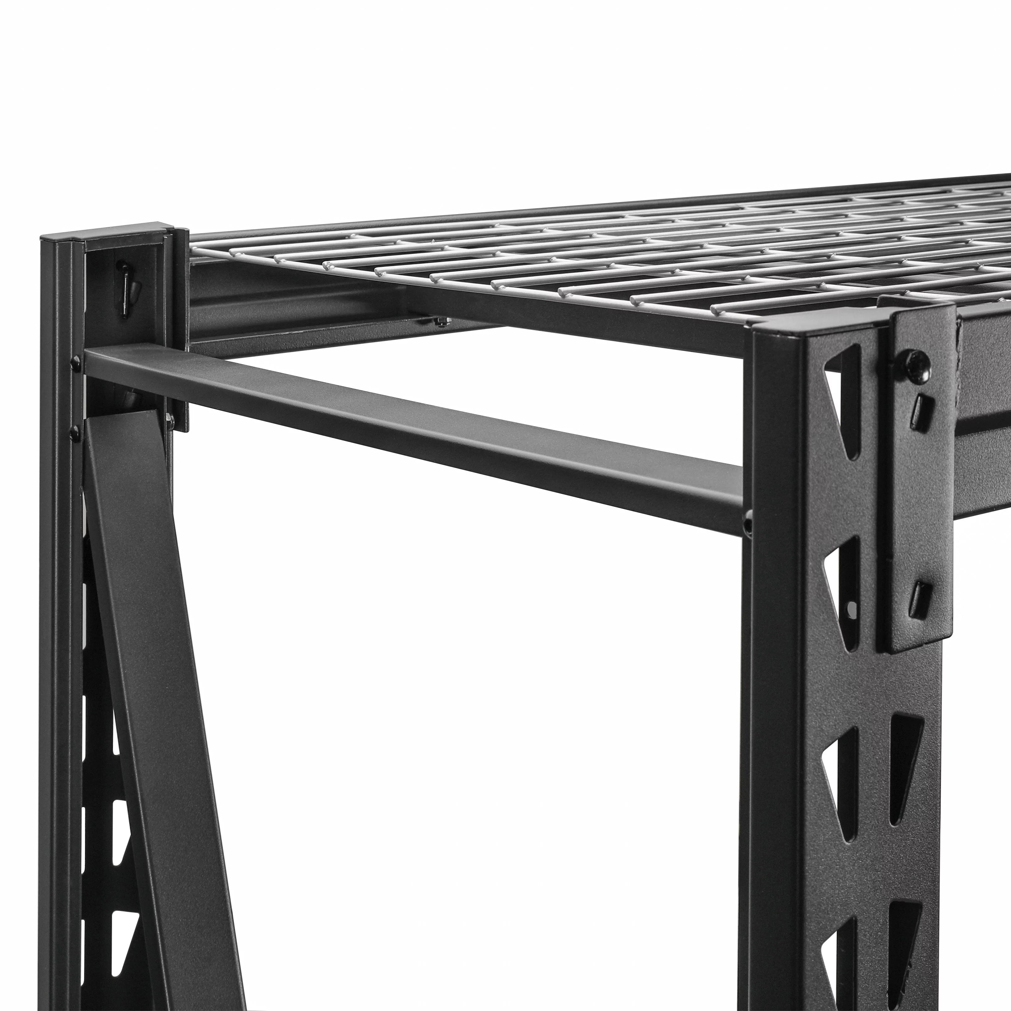Black Steel 3-Tier Storage Shelf Unit 72-Inch-H x 77-Inch-W x 24-Inch-D Q12773