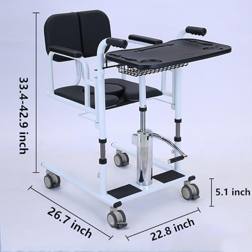 Hydraulic Patient Lift Transfer Chair with 180° Split Seat, Load 440Lbs Z439