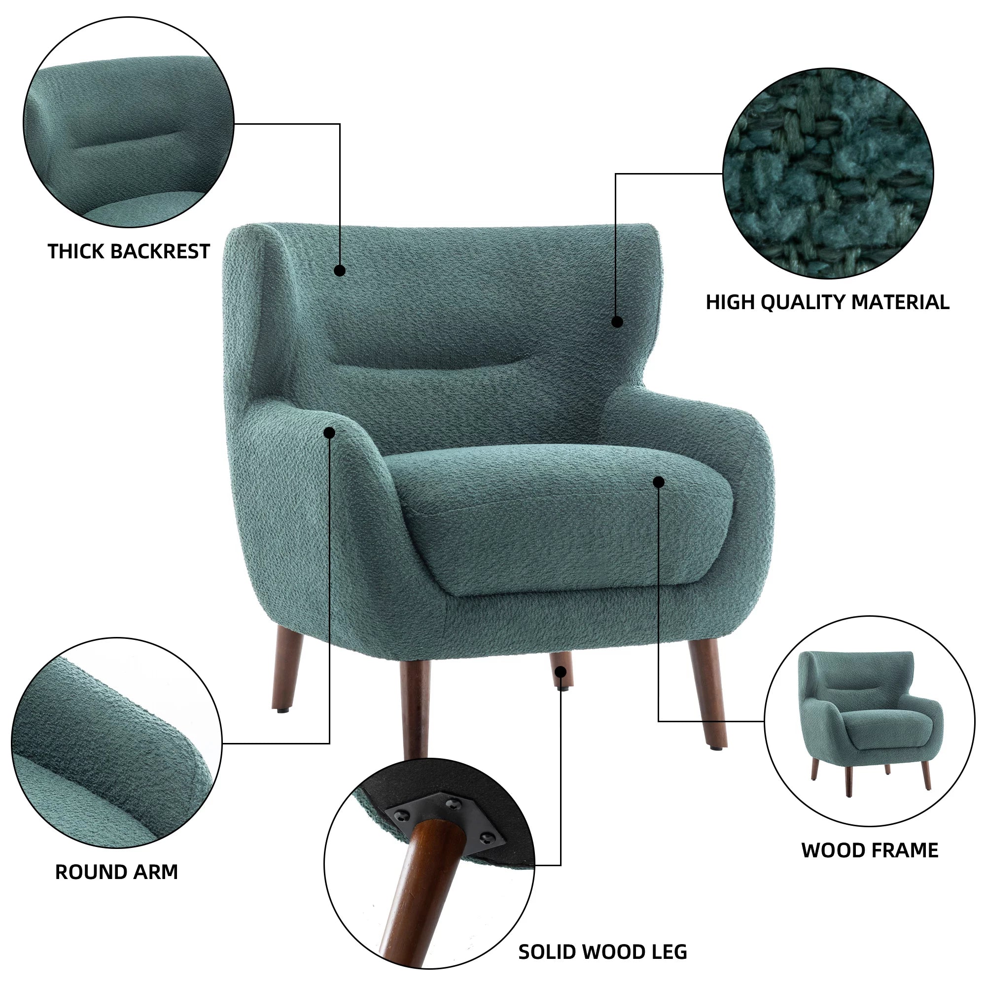 Green Tufted Wingback Armchair S7975