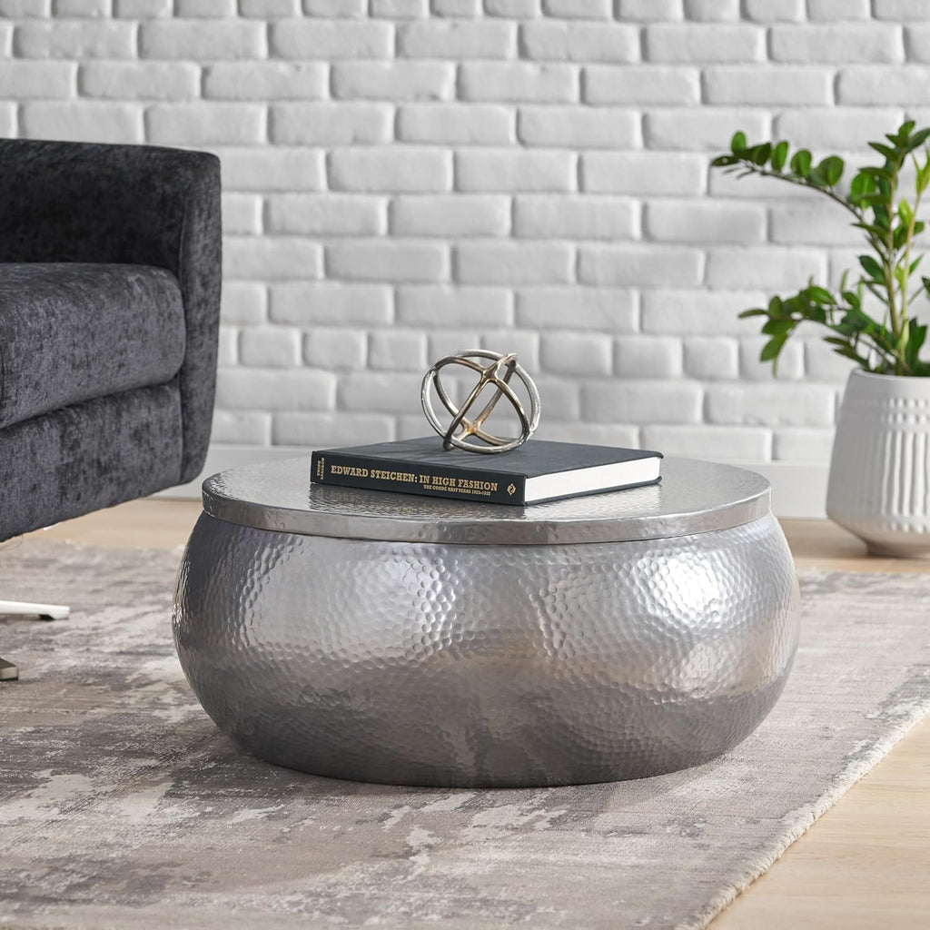 29" Solid Aluminum Round Drum Coffee Table S46041