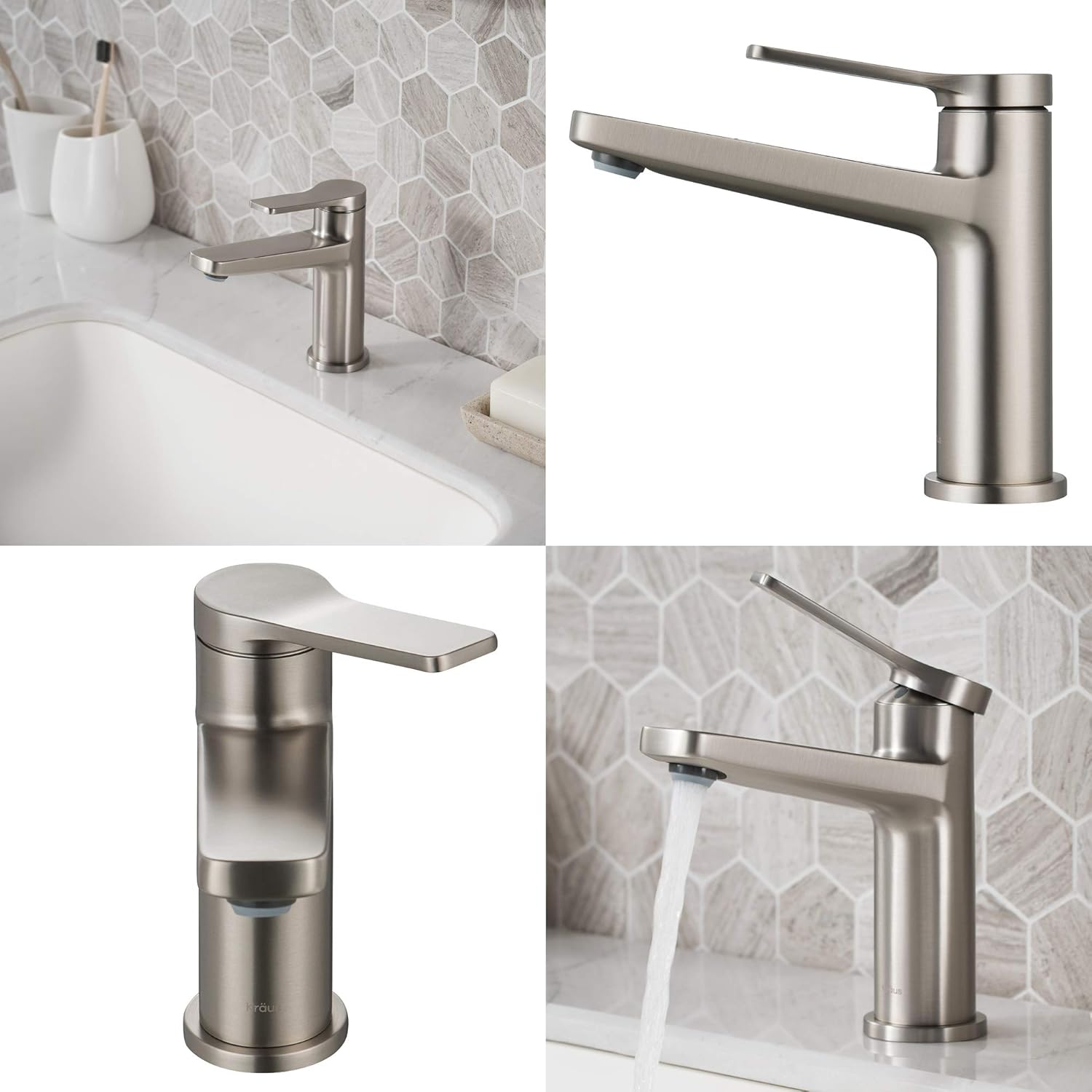 Single Handle Basin Bathroom Faucet in Spot Free Stainless Steel Q217