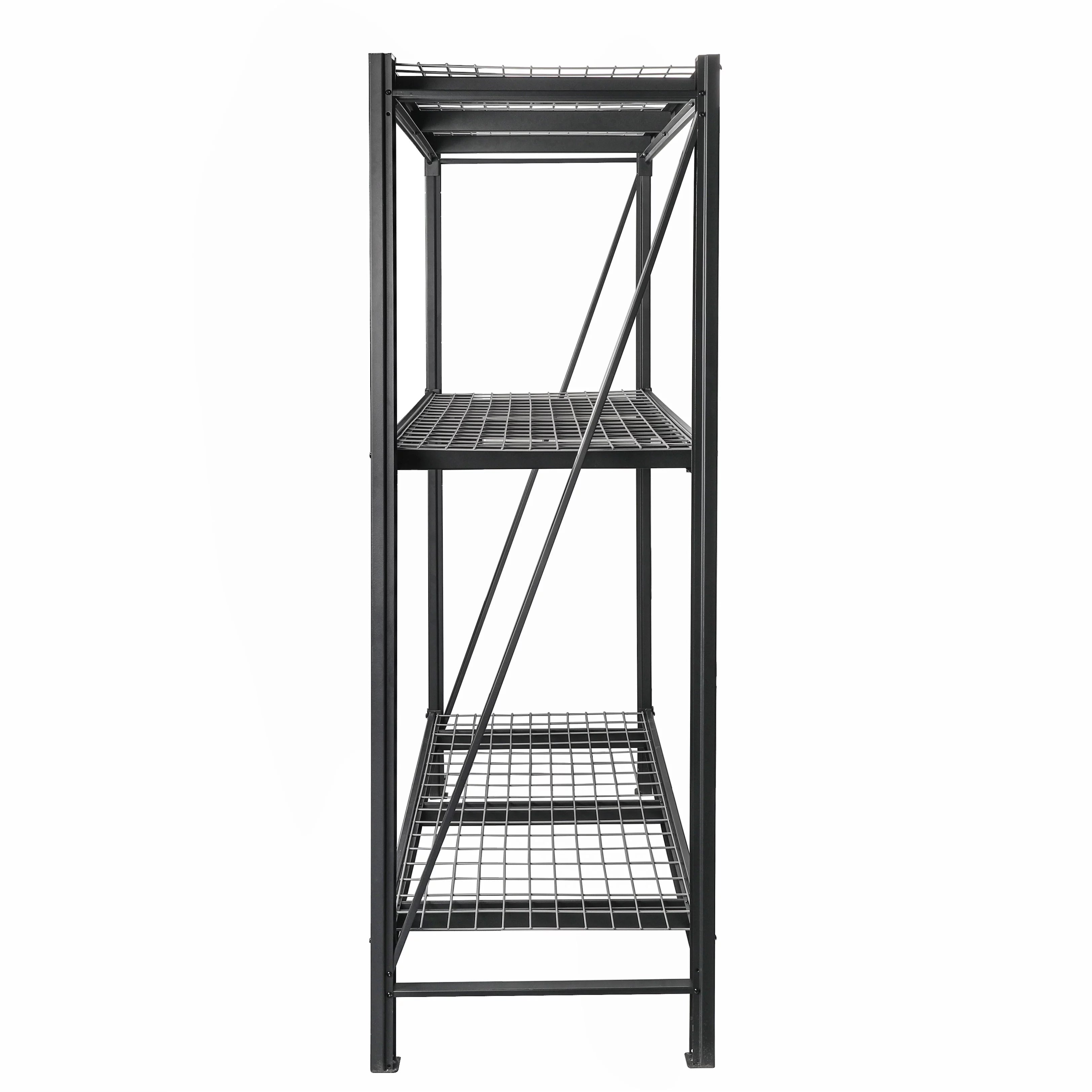 Black Steel 3-Tier Storage Shelf Unit 72-Inch-H x 77-Inch-W x 24-Inch-D Q12773
