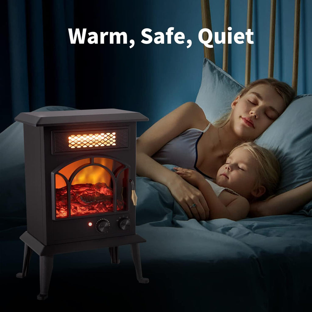 1500W Portable Infrared Electric Fireplace Heater with Realistic Flame Effects C791857