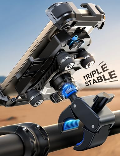 Motorcycle Phone Mount Holder with Metal Handlebar Clamp for 4.7-7" Cell Phones D84976