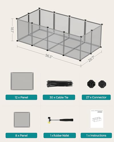 White 56.3 x 28.7 x 18.1 Inches Plastic Pet Playpen D33079