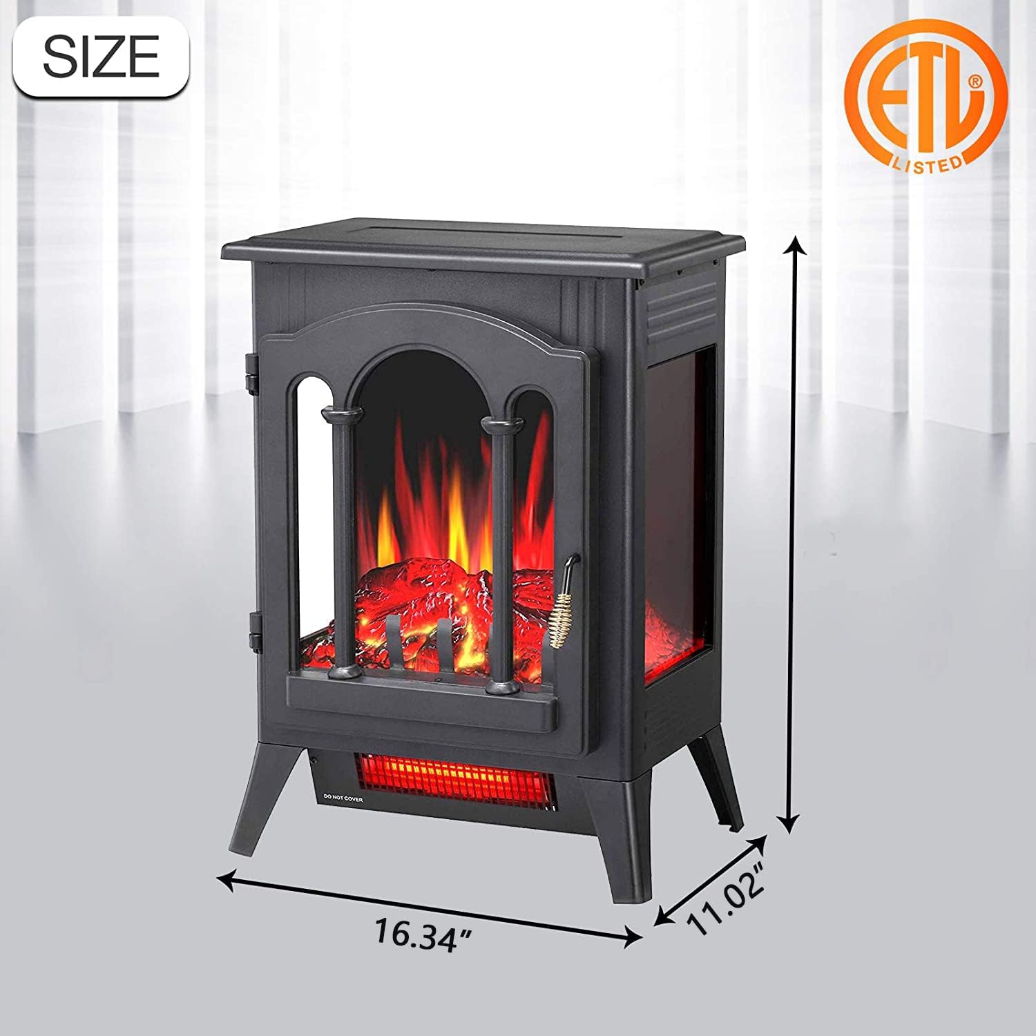 3D Infrared Electric Fireplace Stove, Freestanding Fireplace Heater, 1000W/1500W (16 Inch) Z3866