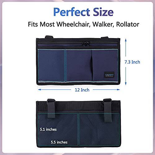 Dark Blue Wheelchair Side Bag with Phone Holder L8514