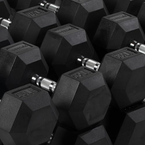 Black Rubber Coated Hex Dumbbell Pair D173911