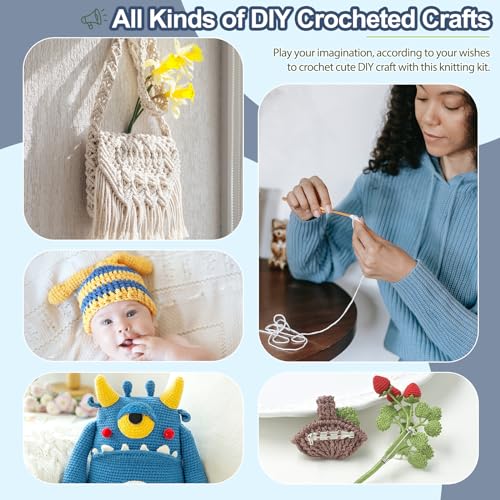 382 Yards Cotton Yarn Kit with Hooks and Accessories L810656