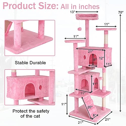 Dark Gray 70 Inches Cat Tree with Litter Box Enclosure U486