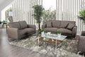 Brown Linen-like Fabric Living Room Set 3pcs G7758