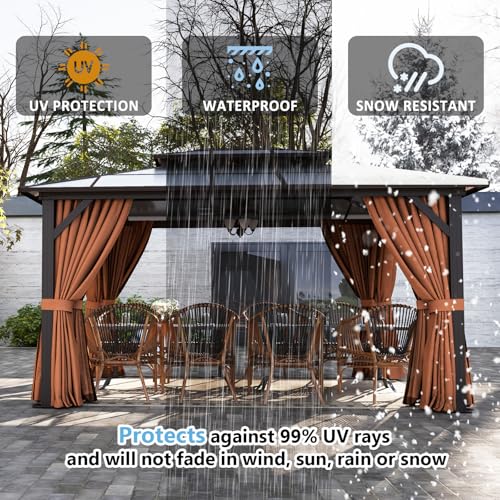 12'x14' Hardtop Gazebo with Curtains and Netting S95905