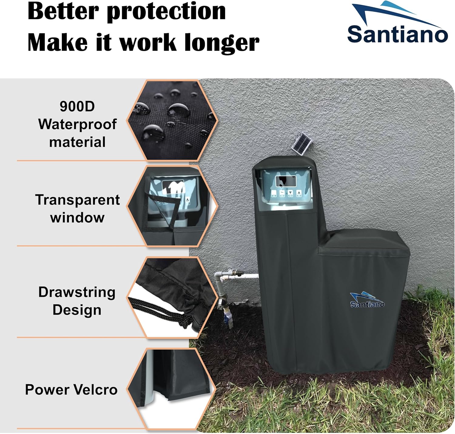 Black 64x40x16 Inches Water Softener Cover V3000
