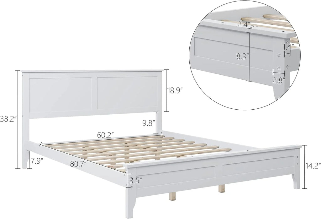 White Queen Size 5 Piece Wood Bedroom Furniture Set R175331