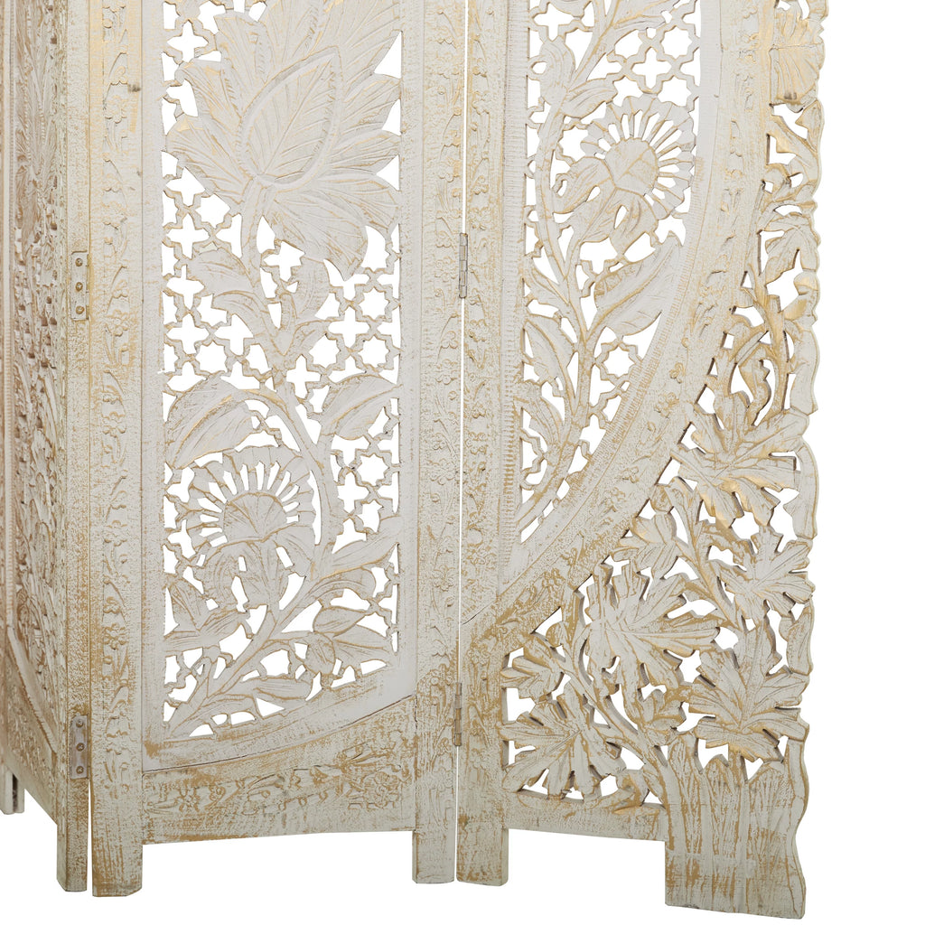 White Wood Arched 4 Panel Room Divider Screen G292