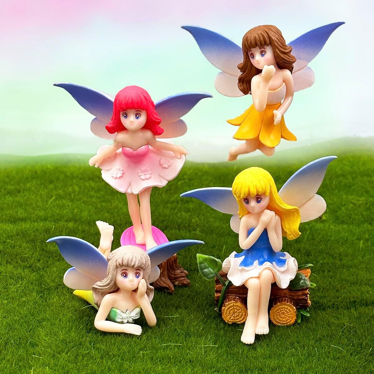 4Pcs Resin Mini Fairy Figurines L861283