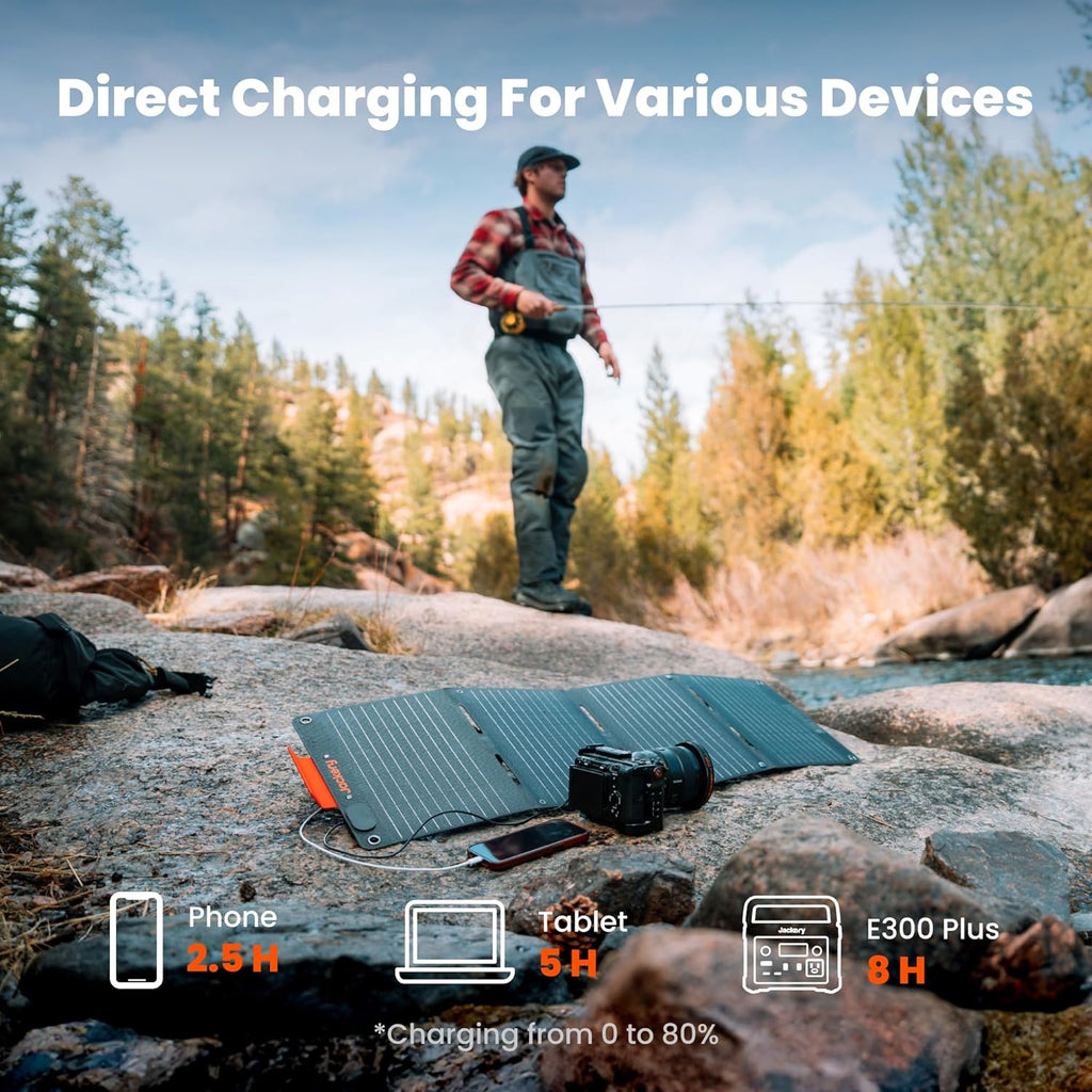 Portable Power Station with 40W Solar Panel, 288Wh LiFePO4 Battery, 300W AC Outlet O3224