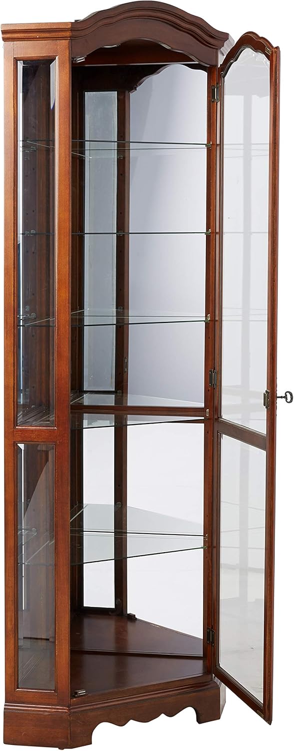 Medium Brown 5-Shelf Corner Curio Cabinet U79689