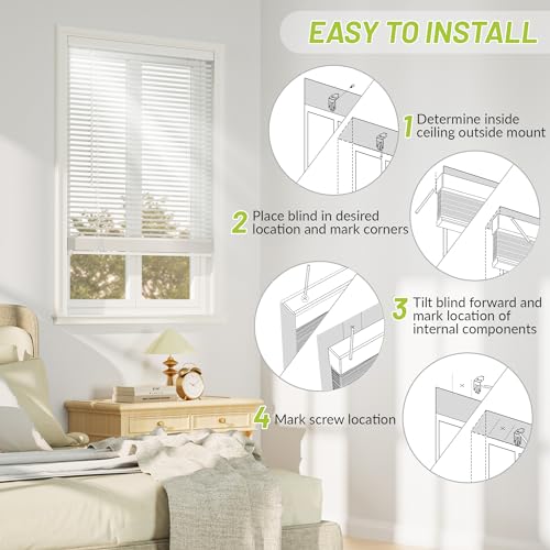 Cordless Room Darkening Mini Blinds 35" W x 64" H White P883569