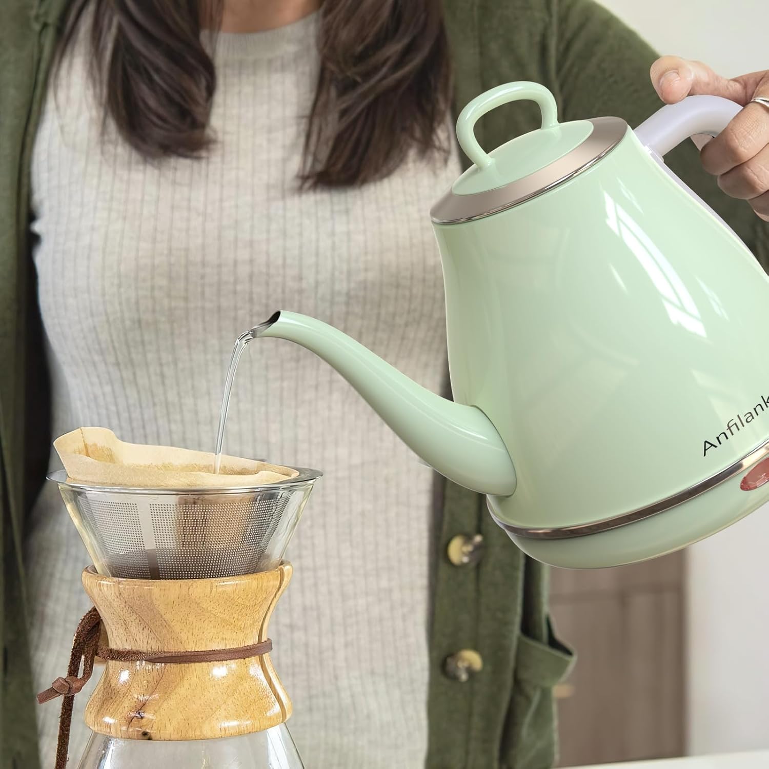 1L 1500W Stainless Steel Electric Gooseneck Kettle I303992