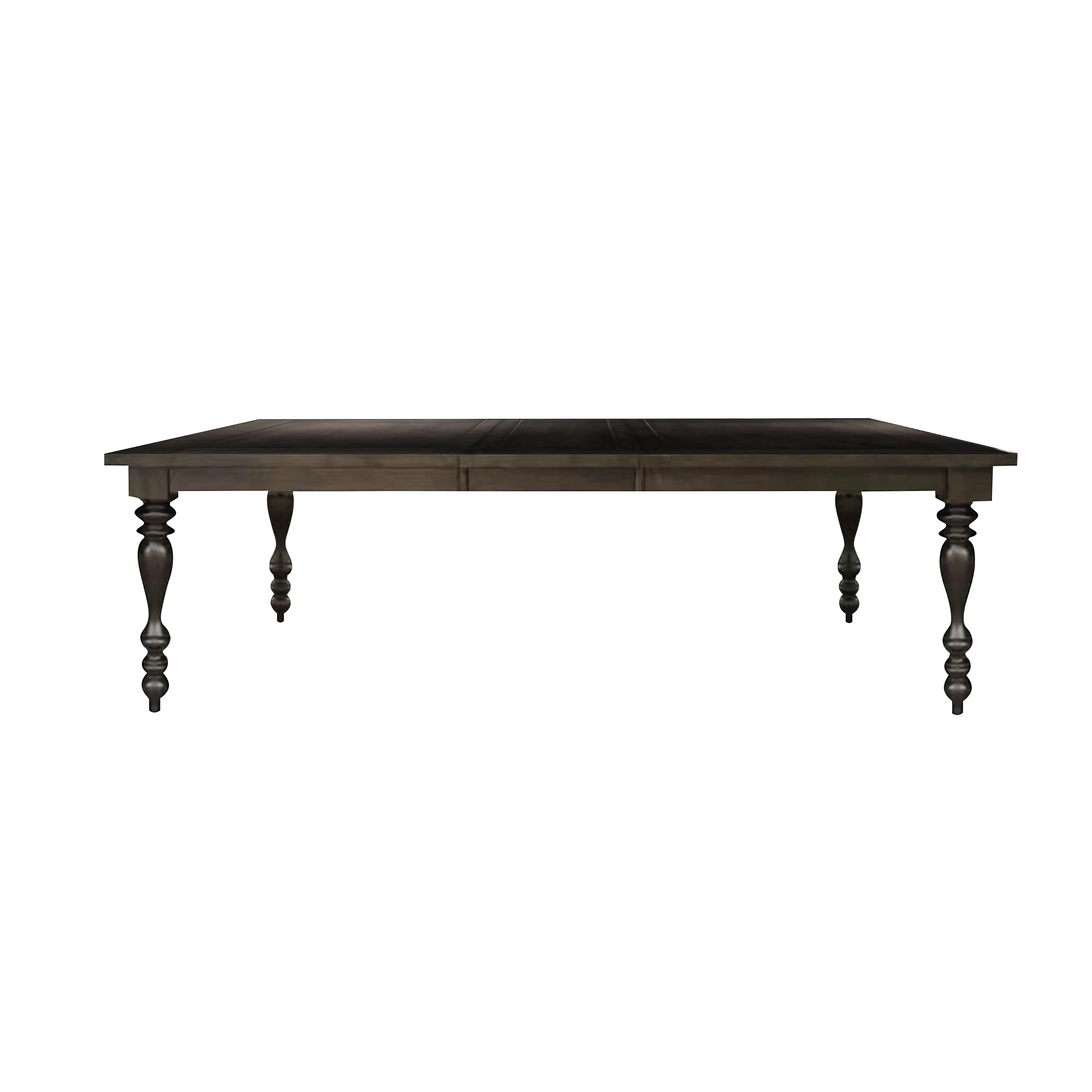 Grayish Brown Finish Dining Table with Draw Leaf Birch Veneer J674495