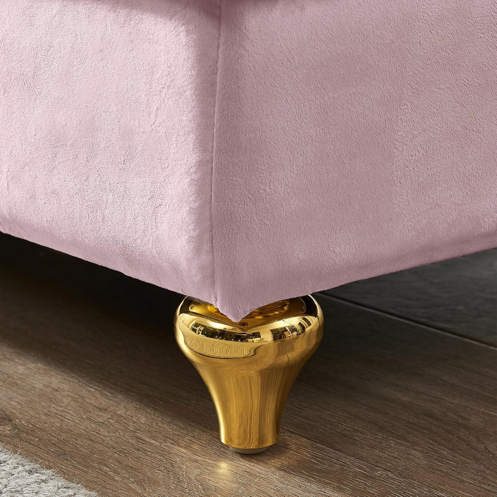 Pink Velvet Chaise Lounge Sofa Bed with Storage A85732