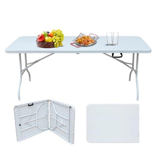 White Black Plastic Folding Table P125998