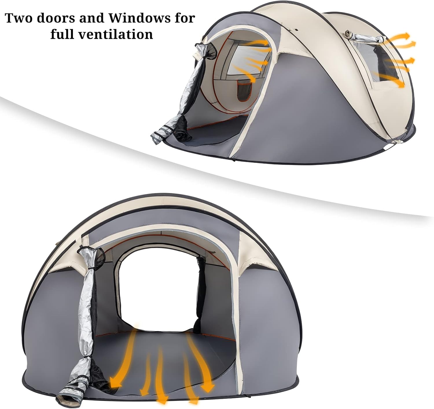 4 Person Pop Up Waterproof Camping Tent with 2 Doors V801991
