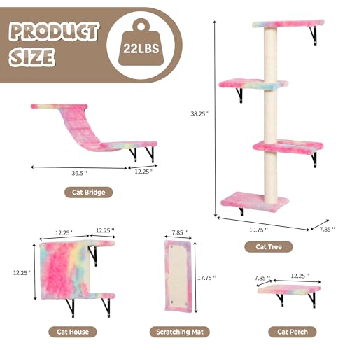 Grey Wall Mounted Cat Shelves Set of 5 U7400