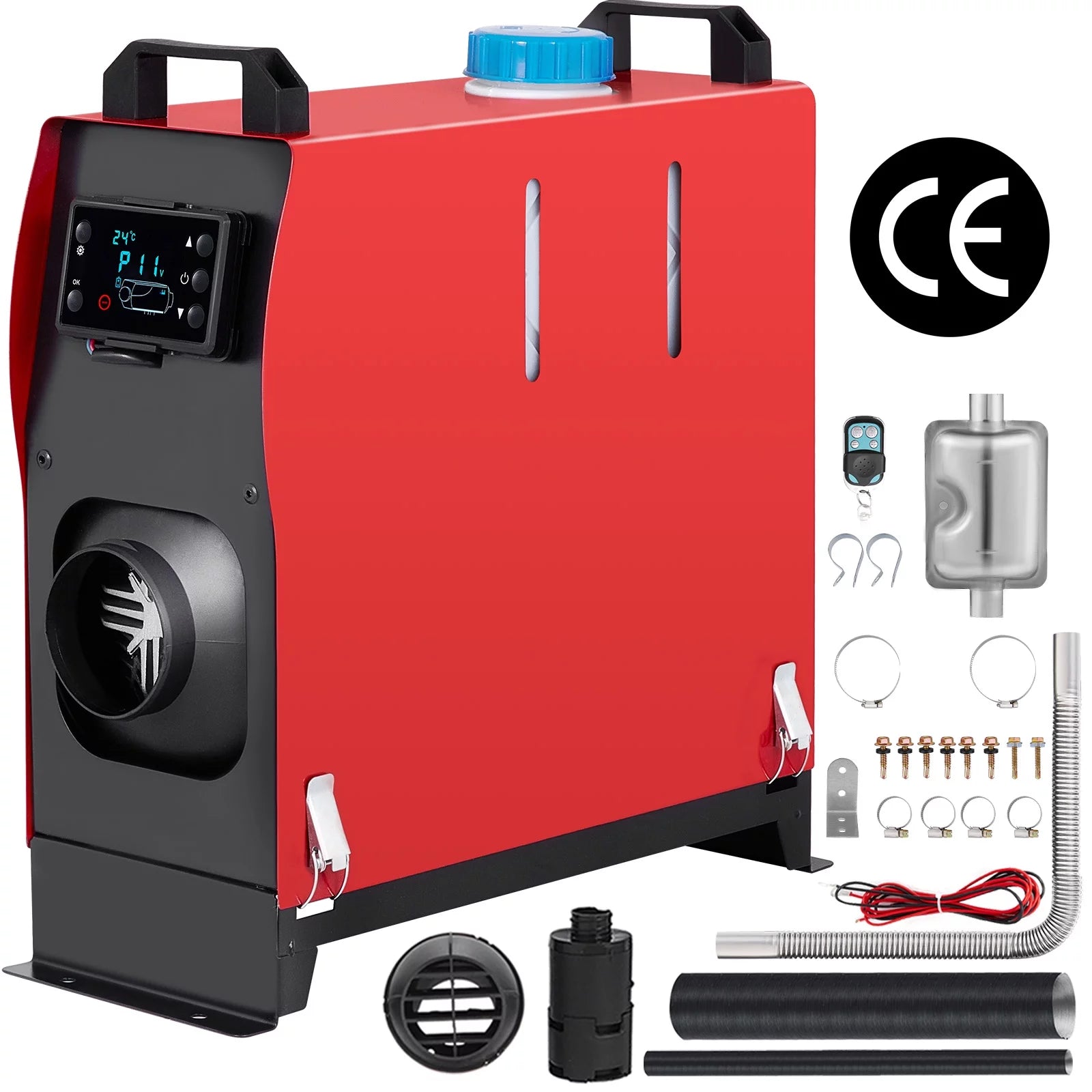 12V 5KW Diesel Air Heater with Black LCD Switch, Muffler, Wireless Control T41335