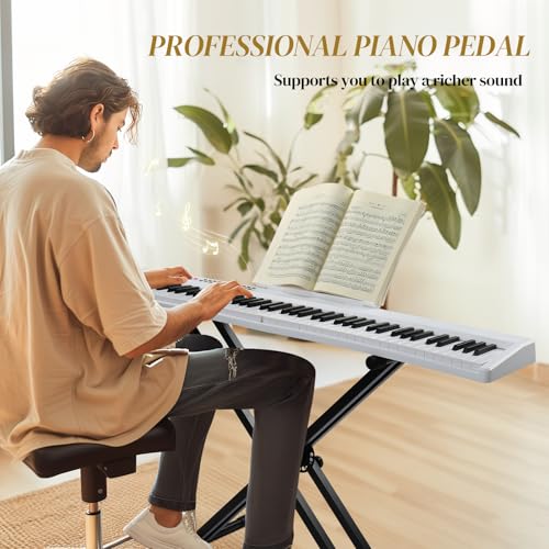 88 Keys Weighted Digital Piano with Stand, Bag, Pedal, Headphones R2422