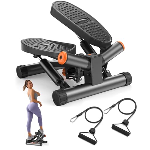 Gray Hydraulic Mini Stepper with Resistance Bands O3254