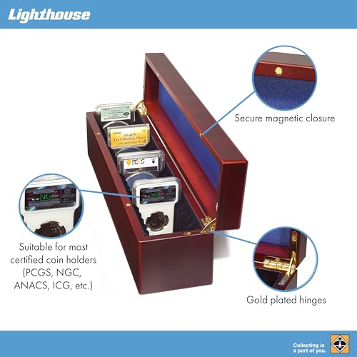 Mahogany Wood Grain Coin Box for 50 Slabs O3078