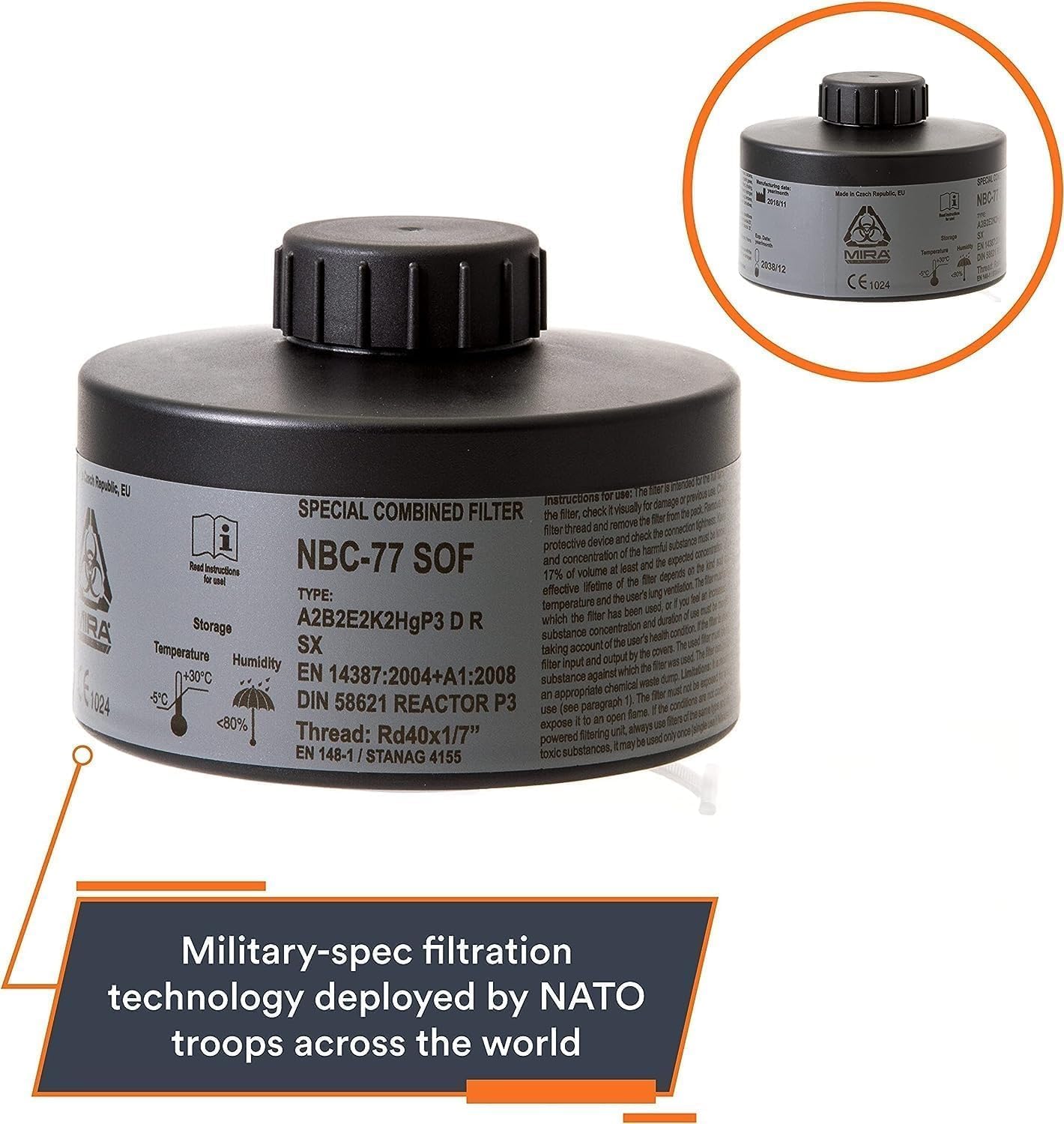 Single 40mm CBRN Gas Mask Filter L2236
