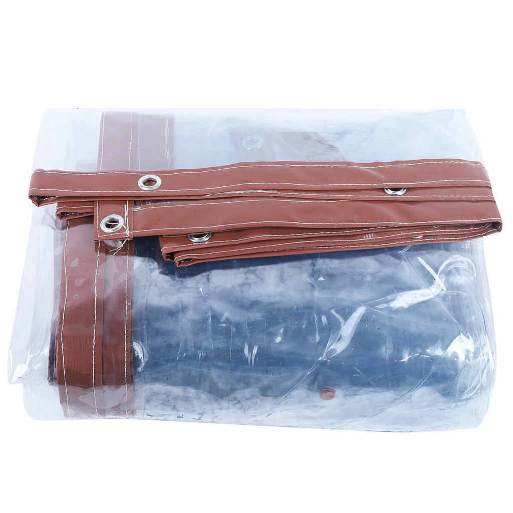 Brown PVC Clear Awning Canopy Curtain Enclosure Tarpaulin H9335