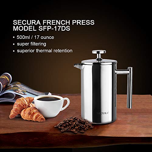 34oz Stainless Steel French Press Coffee Maker E846765