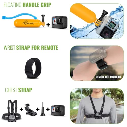 Black Waterproof Action Camera with 5.3K HDR Video, 27MP Photos, Stabilization + 64GB Card & 50 Piece Accessory Kit Z130555