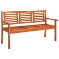 Rustic Brown Solid Eucalyptus Wood 3-Seater Patio Bench with Backrest X865070