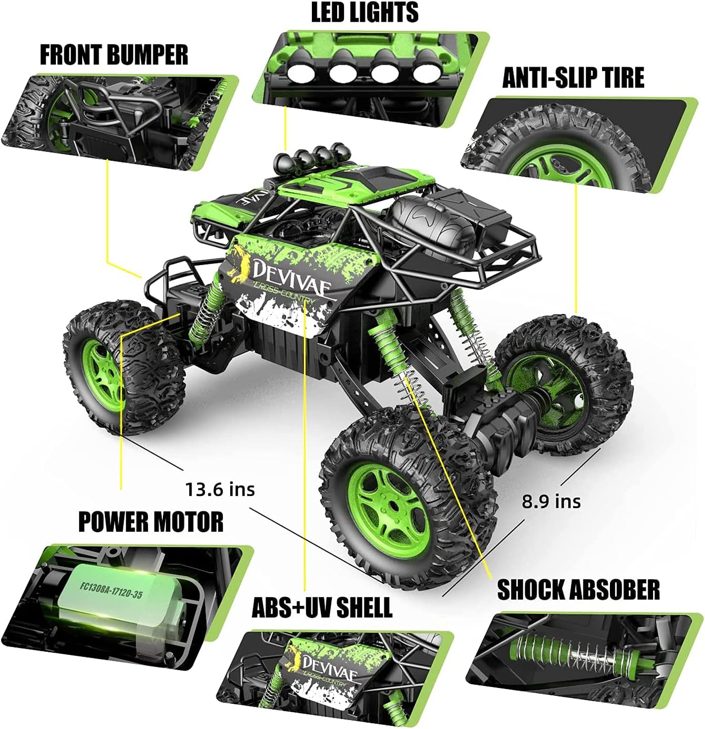 1:12 4WD 2.4GHz Remote Control Monster Truck with 2 Batteries B4566