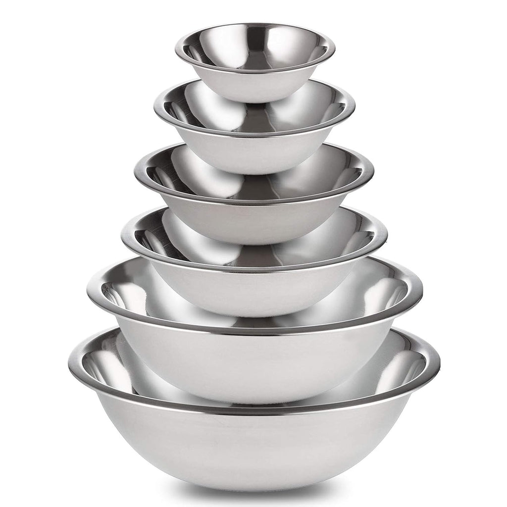 Stainless Steel Mixing Bowls Set of 6 Nesting 3/4-1.5-3-4-5-8 Quarts H6856