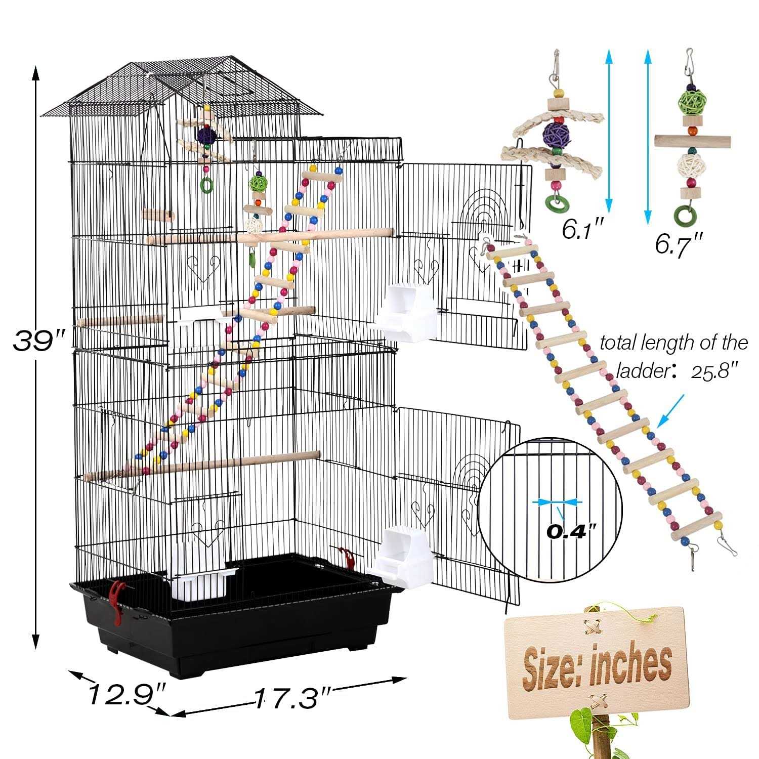 Bird cage 39 inch with Bird Stand Medium Roof Top Large Flight cage H829638