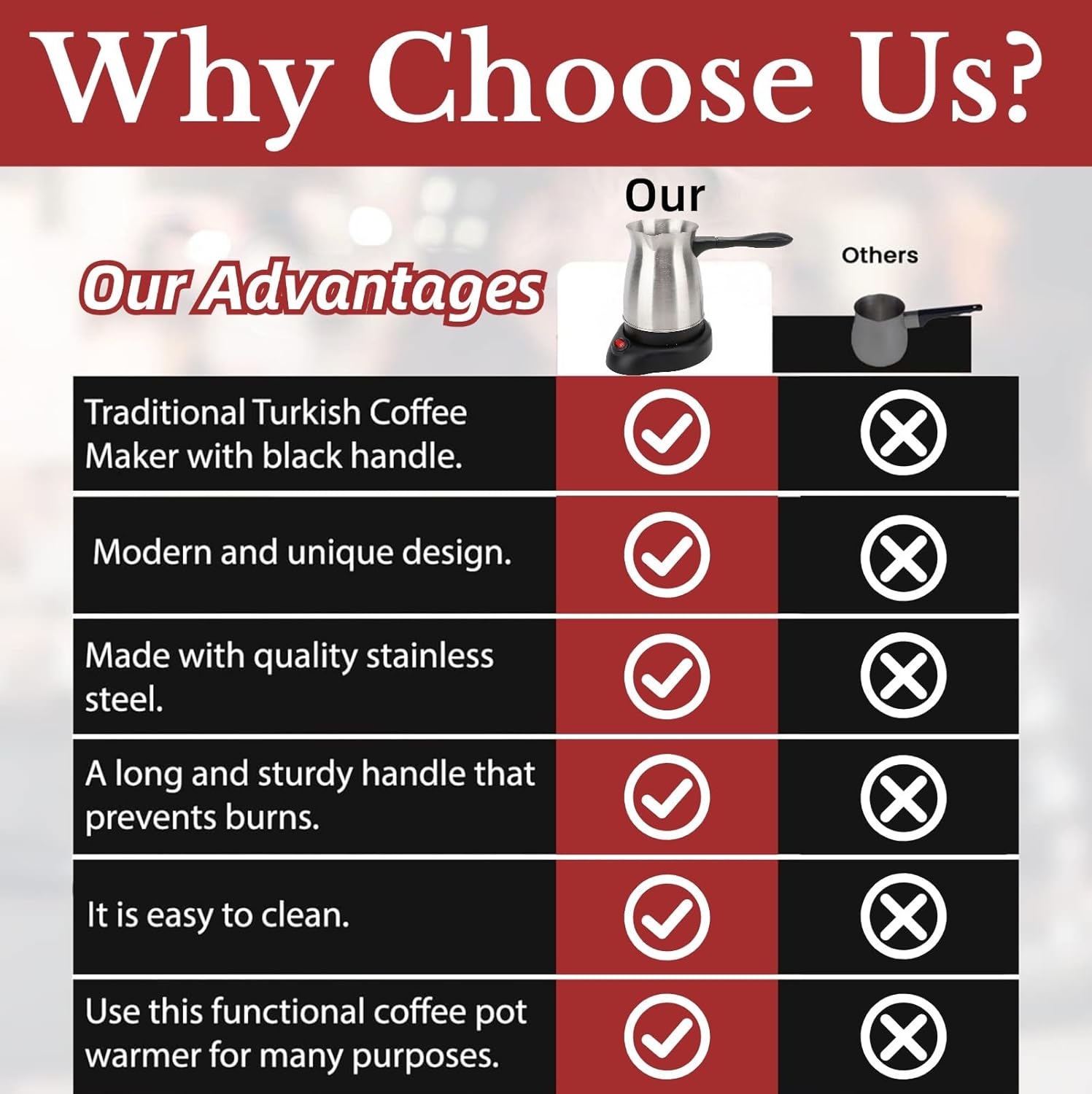 Stainless Steel Electric Turkish Coffee Maker, 600ml Z933770