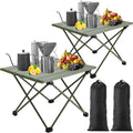 2 Pcs Portable Folding Aluminum Camping Table with Carry Bag (Black) F864