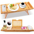 Natural Bamboo Bathtub Caddy with Adjustable Length J329
