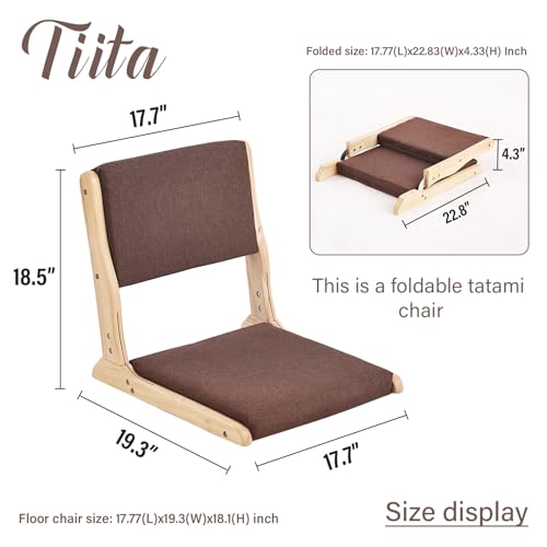 Foldable Floor Chair with Cushion, Wood Grey T848596
